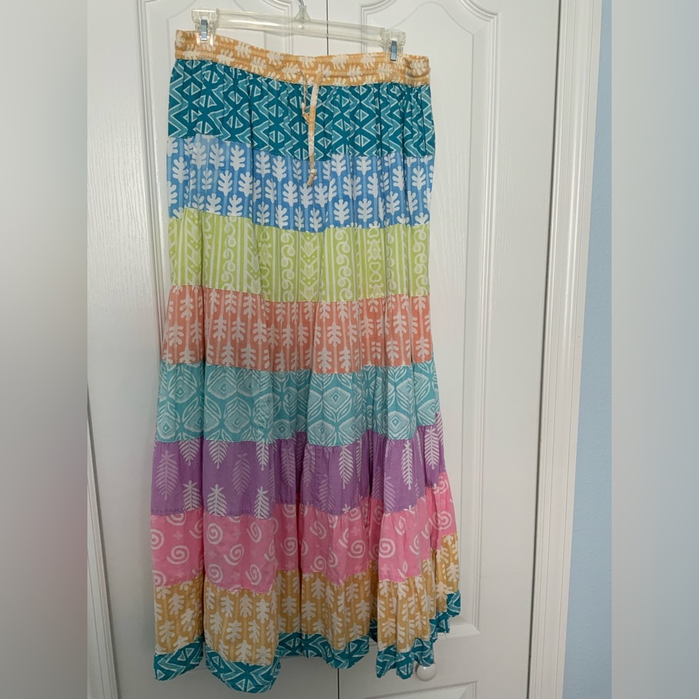 Gently worn once peasant/boho Multicolor Patterned Maxi Skirt